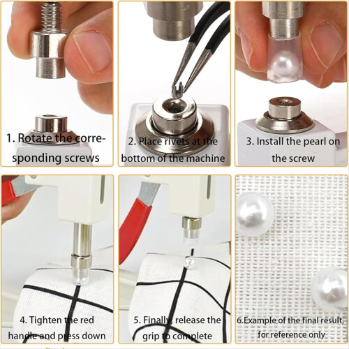 Pearl Setting Machine, Bead Rivet Fixing Machine, 5 Sizes, Hand Pearl Setting Tool Set for Hats, DIY Accessories 2
