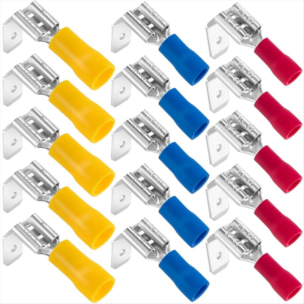 15Pcs Semi-Insulated Piggyback Spade Connectors, Spade Assortment Kit, Female/Male Cable Crimp Terminals, 22-10 Awg 4852423579504