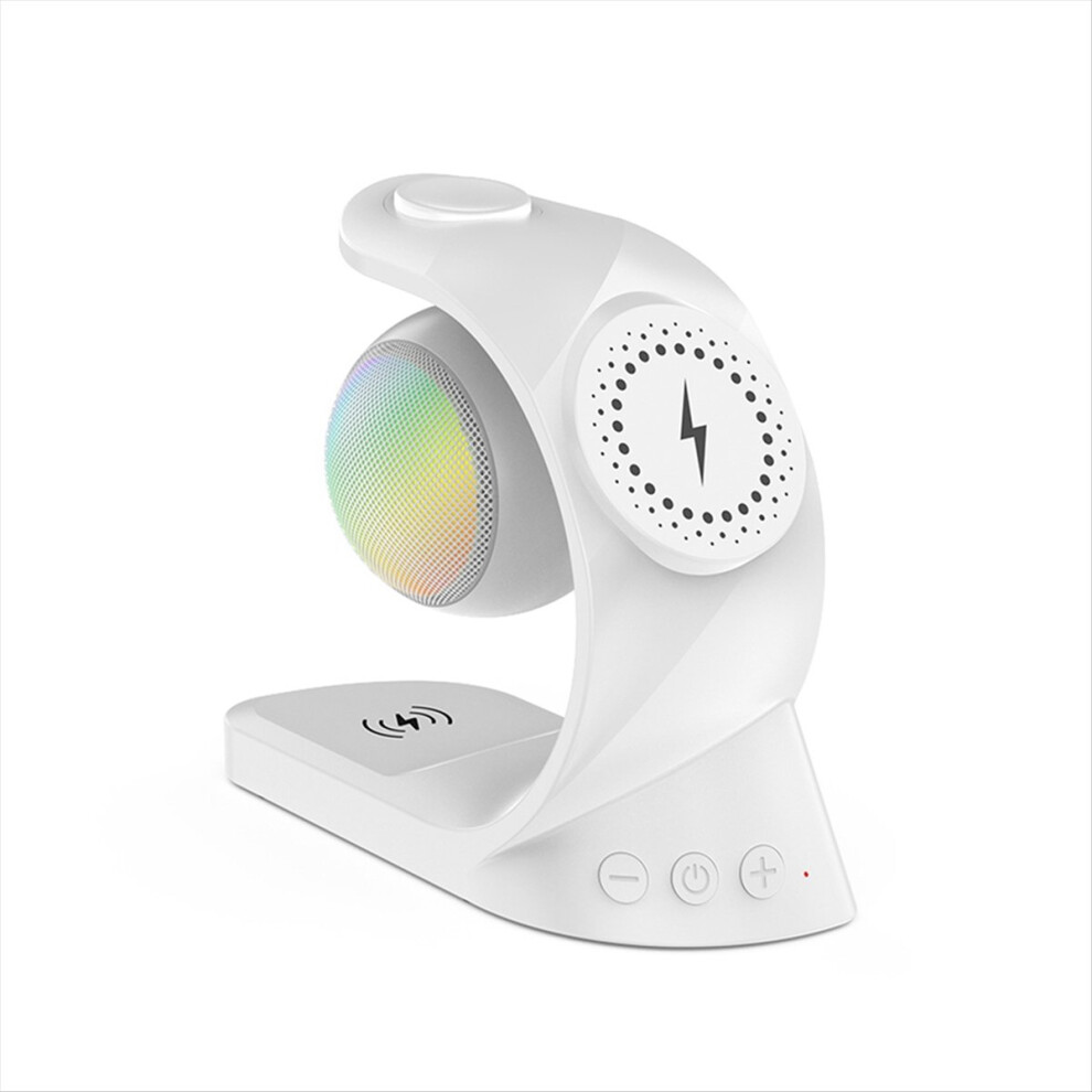 5 In 1 Bluetooth Speaker Magnetic Wireless Charger 15W Fast Charge For Watch Earphone For Universal Mobile White 4852423586588