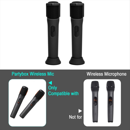 2Pcs Silicone Case for PartyBox Wireless Microphone Anti-Rolling Protective Case with Base Microphone Case Black 2
