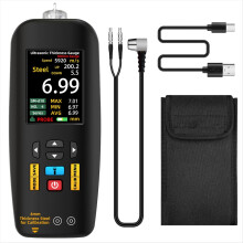 Ultrasonic Thickness Gauge, 1-300 mm Range with Color Display, with Probe for Measuring Metal Steel Silver Plastic PVC