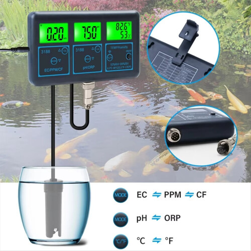 Tuya WiFi 7 In1 Water Quality Tester Multi-Parameter Water Analyzer PH/ORP/EC/PPM//Humidity/TEMP Monitor Meter EU Plug 1