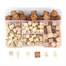 130 Wooden Push Pins Geometric Shape for DIY Craft Supplies Apparel Sewing Point Wooden Photo Wall Board Office