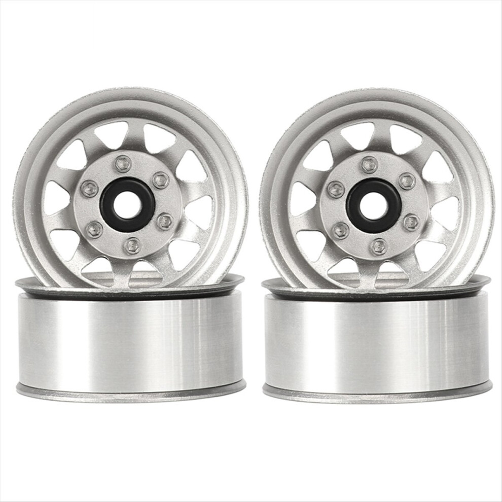 4Pcs 1.55" Metal Beadlock Wheel 10-Spoke Wheel Rim For Rc 1/10 D90 Cc01 Lc70 Mst Silver 4852423530550