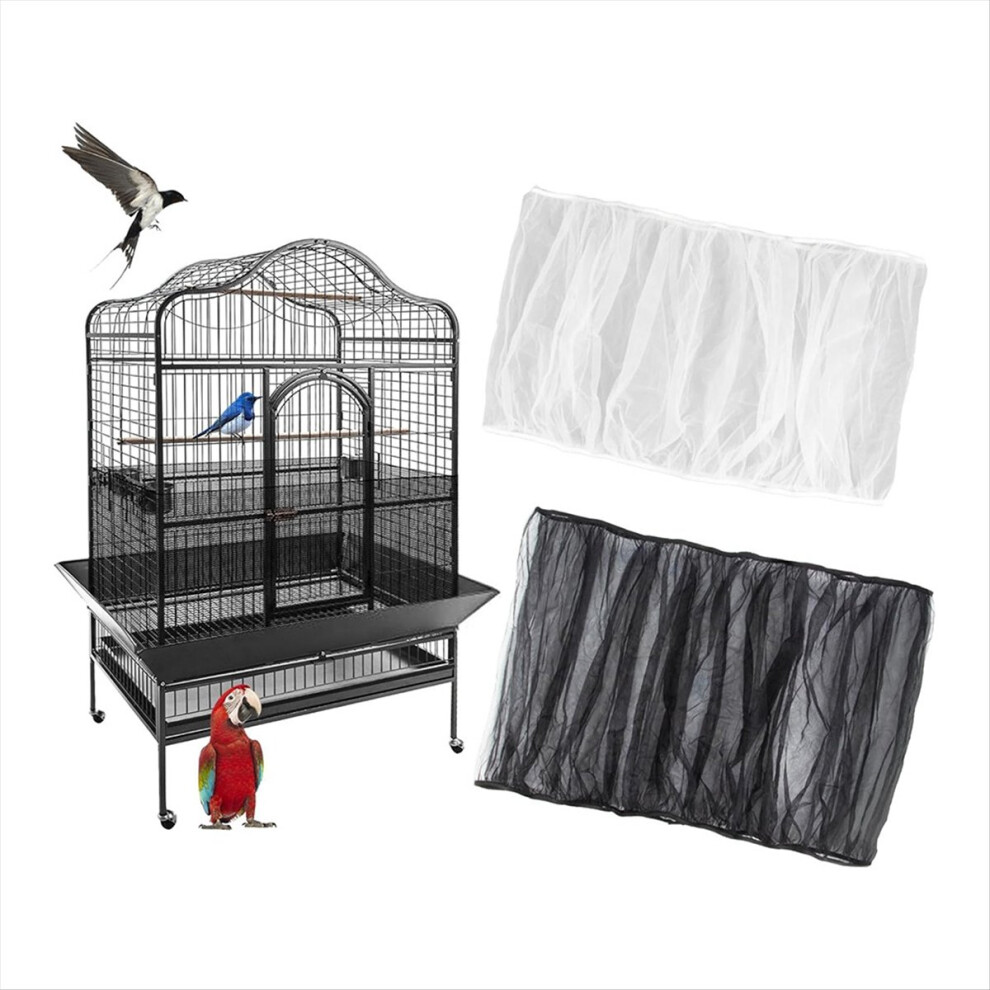 Large Bird Cage Cover, Bird Cage Seeds Catcher, Adjustable Soft Nylon Mesh Net, Birdcage Cover Skirt Seeds Guard 2pcs