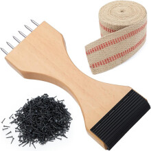 Upholstery Tool Set-3.5" Burlap Webbing Tape , 115pcs 1/2" Black Upholstery Tacks-for Craft Furniture Repair Kit