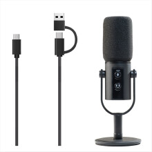 PD11 USB/XLR Dynamic Microphone with Gain Knob/Touch-Mute/Headphone Jack,Recording Mic for PC Sound Card Streaming