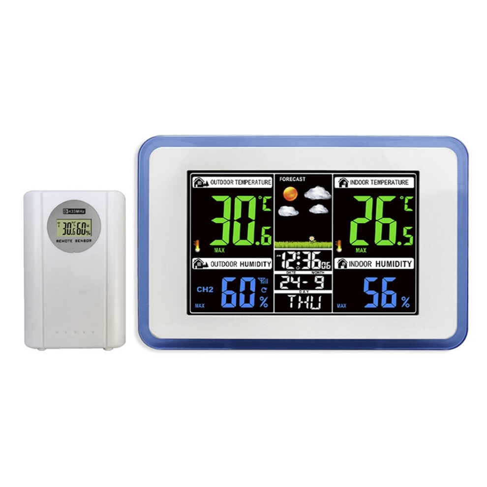 Digital Weather Station Clock Weather Forecast Indoor Outdoor Thermometer Hygrometer Wireless Touch Screen Clock A 4852957183505