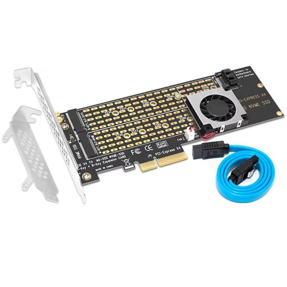 M.2 Nvme Adapter Ssd To Pcie Card Key M Key B With Fan Sata3.0 Cable Pcie To M2 Adapter For 2230 2242 2260 2280 22110 4852957180153