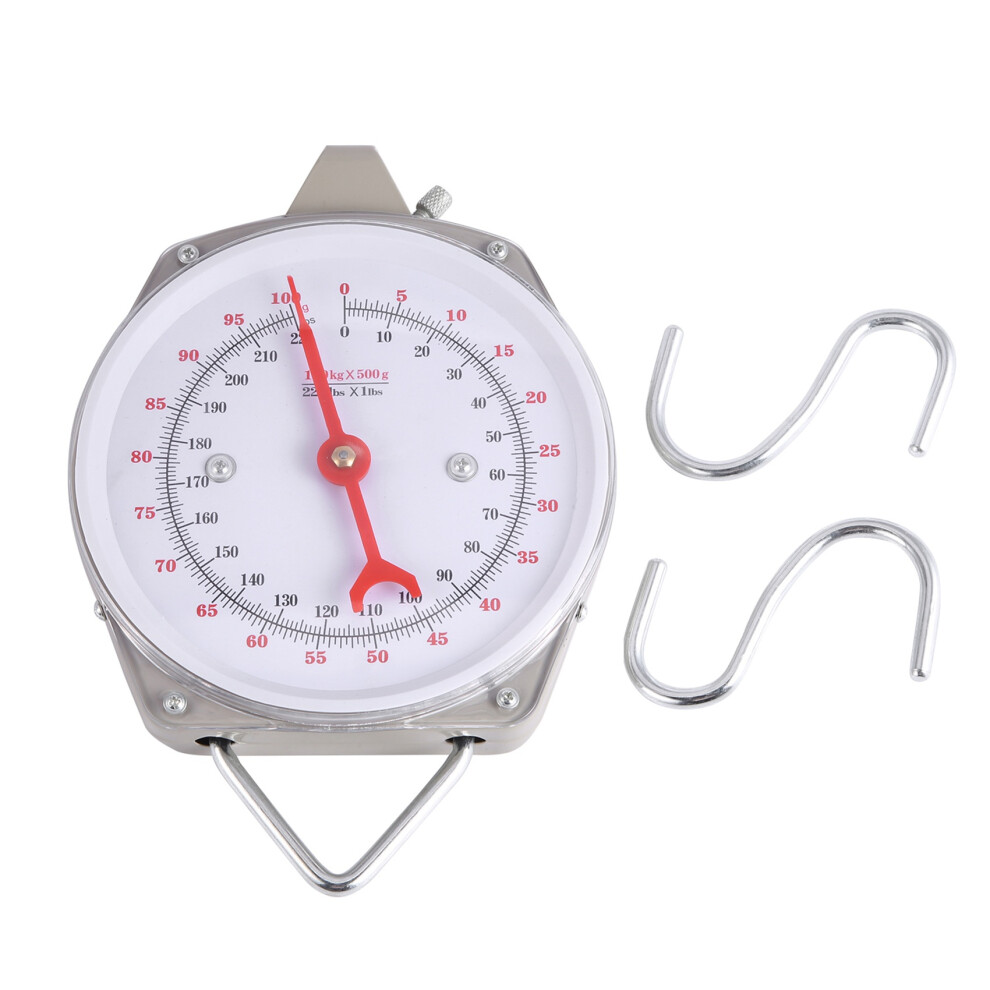 100Kg 220Lbs Hanging Scale Capacity Alloy Mechanical Scales With 2 Hook 4851586961805
