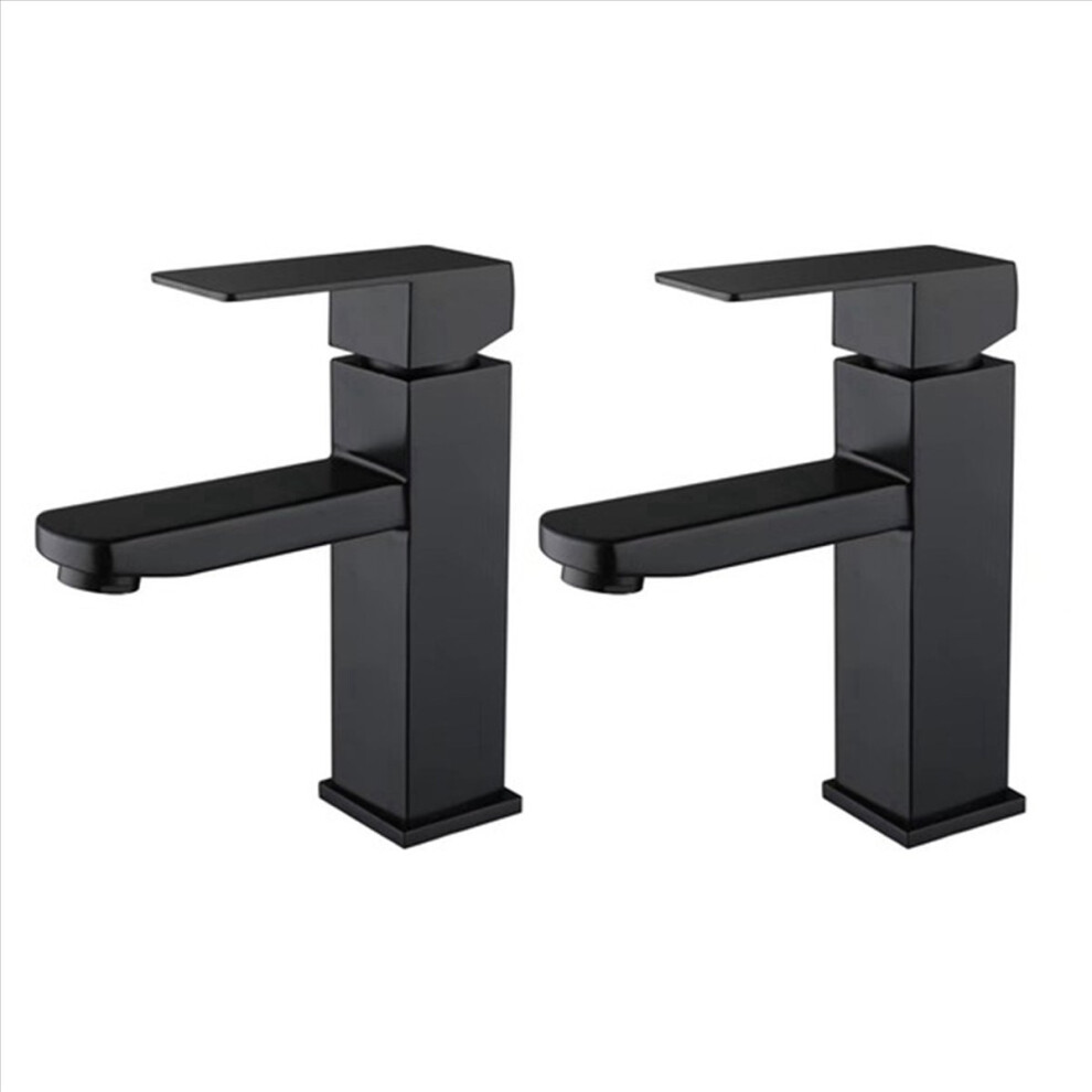 2X Bathroom Sink Faucet, Hot And Cold Water Basin Matte Black