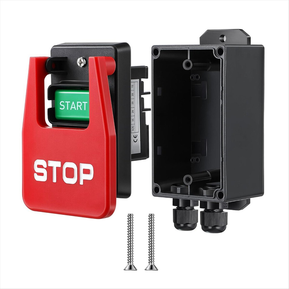 110/220V Single Phase on/Off Switch,Safety Power Switch with Large Stop Sign Paddle Easy Contact for Table Saw