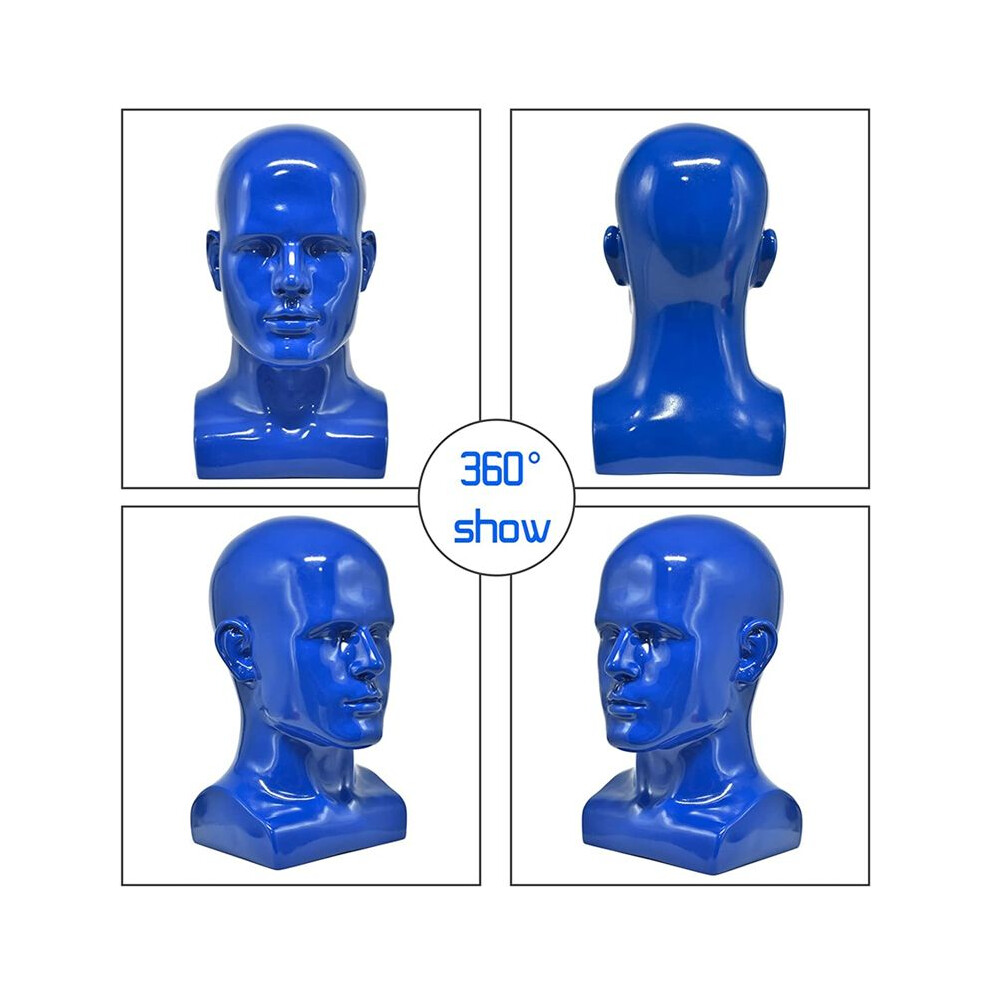 Unisex Blue Male Mannequin Head Professional Manikin For Display Wigs Hats Headphone Mask (Blue)