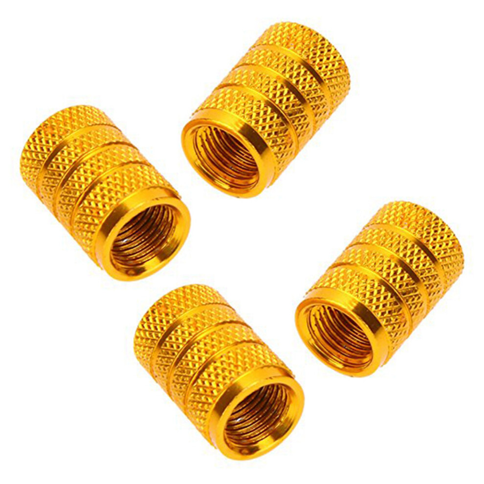 4X Alloy Tire Valve Cap, Bicycle, Motorcycles And Car With Schrader Valve, Gold 4851586992359