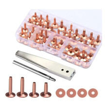 Set di 42 rivetti e frese in rame, strumento di installazione per elementi di fissaggio in pelle con taglierina perforatrice per cinture e portafogli