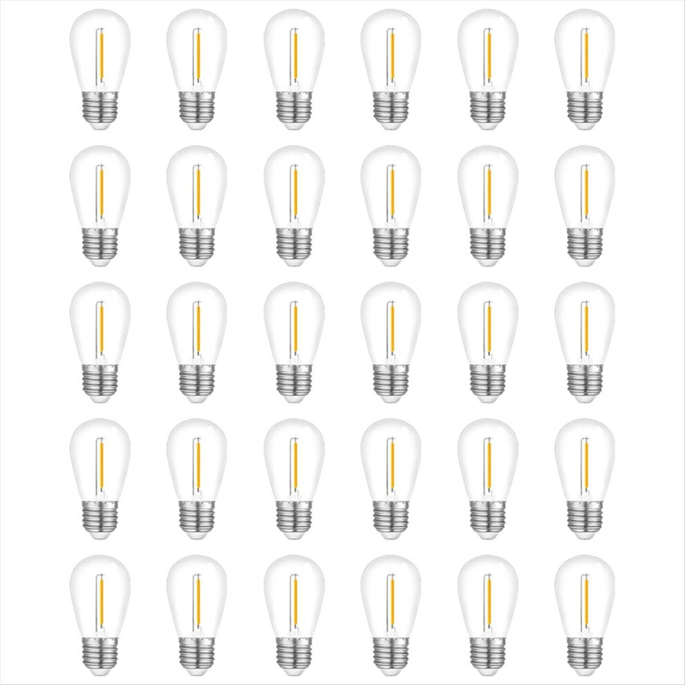 30-Pack Outdoor String Light Bulbs, Waterproof S14 Replacement Bulb, E26 Base Warm White
