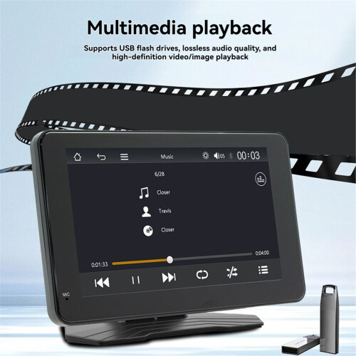 Portable CarPlay / Android Auto Display 7" Car MP5 Player Wireless Carplay Bluetooth Central Control Player 2