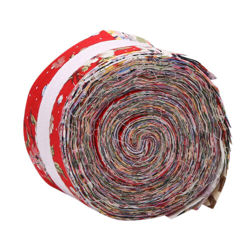2X Fabric Strips Roll Jelly Fabric Bundles Fabric Quilting Strips Roll Up Flower Precut Patchwork with Assorted Patterns 1