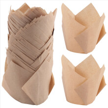 50 Pcs Tulip Cupcake Liners,Tulip Baking Paper Cupcake & Muffin Liners Unbleached Baking Cups Cupcake Cowhide Color