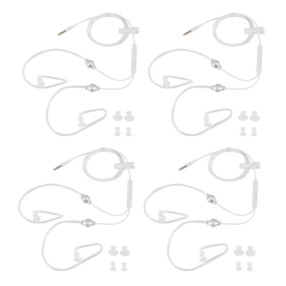 4Pcs 3.5Mm Stereo Air Tube Wired Earphone Anti-Radiation Binaural Headsets Noise Isolating Earbuds Micr For Mobilephone 4853965522089