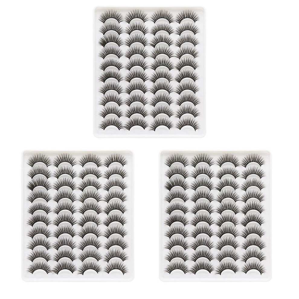 60 Pairs 3D Chemical Fiber Lashes Natural False Eyelashes Dramatic Volume Fake Lashes Makeup Extension Eyelashes