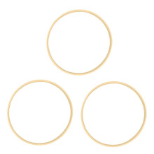 3X Dream Bamboo Rings,Wooden Circle Round Catcher DIY Hoop for Flower Wreath House Garden Plant Decor Basket 18cm