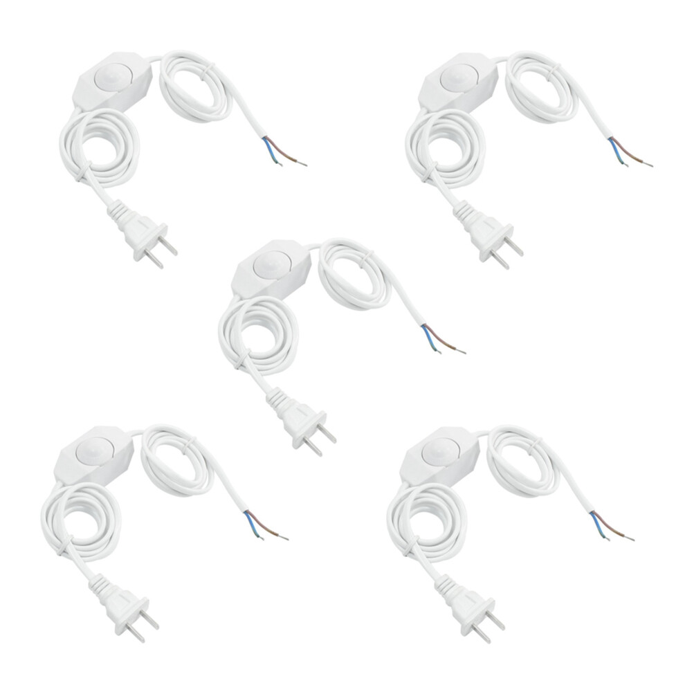 5X Lamp Power Cord W Dimmer Switch Ac 250V/110V Us Plug White 4852767895087