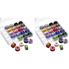 2X Bobbin Case Organizer with 25 Clear Sewing Machine Bobbins and Assorted Colors Sewing Thread for /