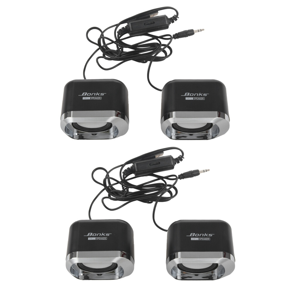 2X Usb 2.0 Notebook Speakers Wired Stereo Mini Computer Speaker For Desktop Laptop Notebook Mp3 Mp4 3.5Mm Aux In Black 4852767899634