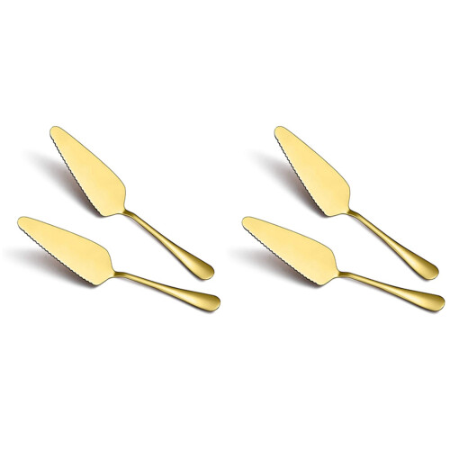 Golden Cake Pie Server, Wedding Cake Knife and Server Set,4 Pieces