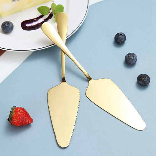 Golden Cake Pie Server, Wedding Cake Knife and Server Set,4 Pieces 2
