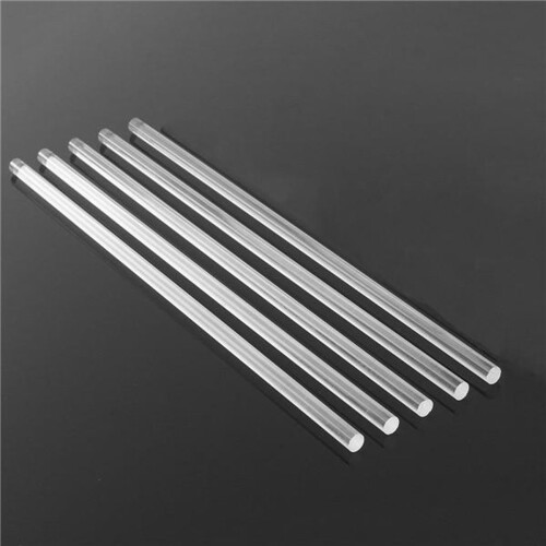 3mmx250mm Round Shape Solid Acrylic Rod Pmma Extruded Bar Clear 4Pcs 2
