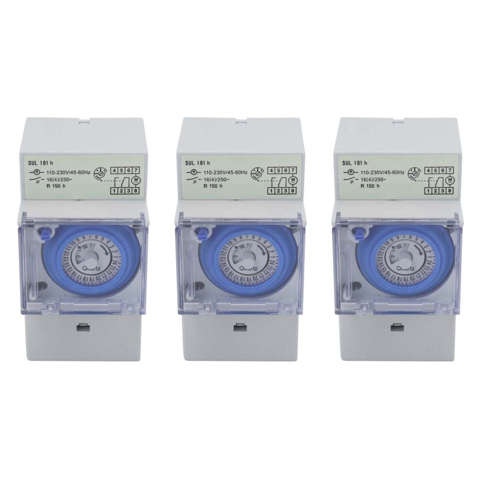 3X Sul181h Mechanical Timer 24 Hours Time Switch Relay Electrical Programmable Timer 24 Hour Din Rail Timer Switch 4852767856644