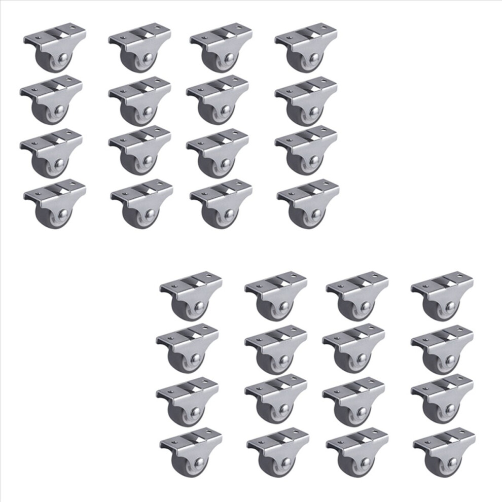 32Pcs Tpe Caster Wheels Duty Fixed Casters With Rigid Non-Swivel Base Ball Bearing Trolley Wheels Top Plate 1 Inch 4852767874334