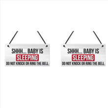 2X Shh.. Baby is Sleeping Nursery Hanging Plaque Baby Door Sign