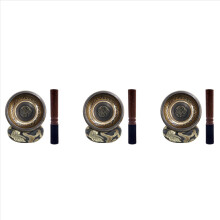3X Tibetan Singing Bowl Set with New Dual End Stroker Cushion for Meditation Yoga Spiritual Healing Mindfulness,Black