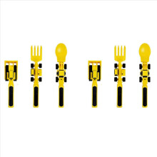2X Children's Car Tableware Bulldozer Excavator Shovel Toddler Forks and Spoons Kids Utensils Tableware C
