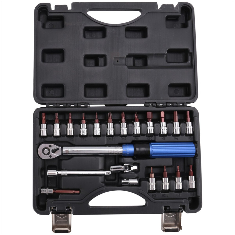 Bike Torque Wrench 1/4Inch Preset Torque Wrench Set Torque 2-25Nm Bicycle Hex Wrench Repair Kit 4852385978155