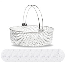 Air Fryer Basket for Mesh Steamer Basket for Foodi 6.5, 8Qt,Air Fryer Basket,Air Fryer Crisping Basket with Handle