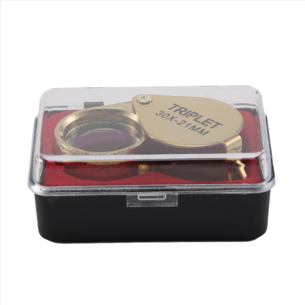 Gold Portable 30X Power 21Mm Jewelers Magnifier Foldable Eye Loupe Jewelry Store Magnifying Glass