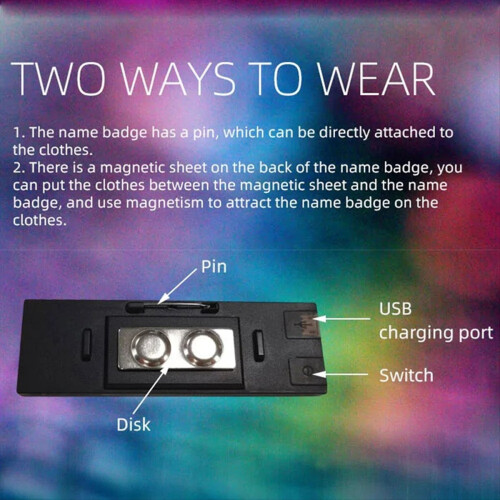 Multilingual LED Digital Badge USB Rechargeable DIY Programmable Text Name Badge Scrolling Tag Sign Module Display A 2