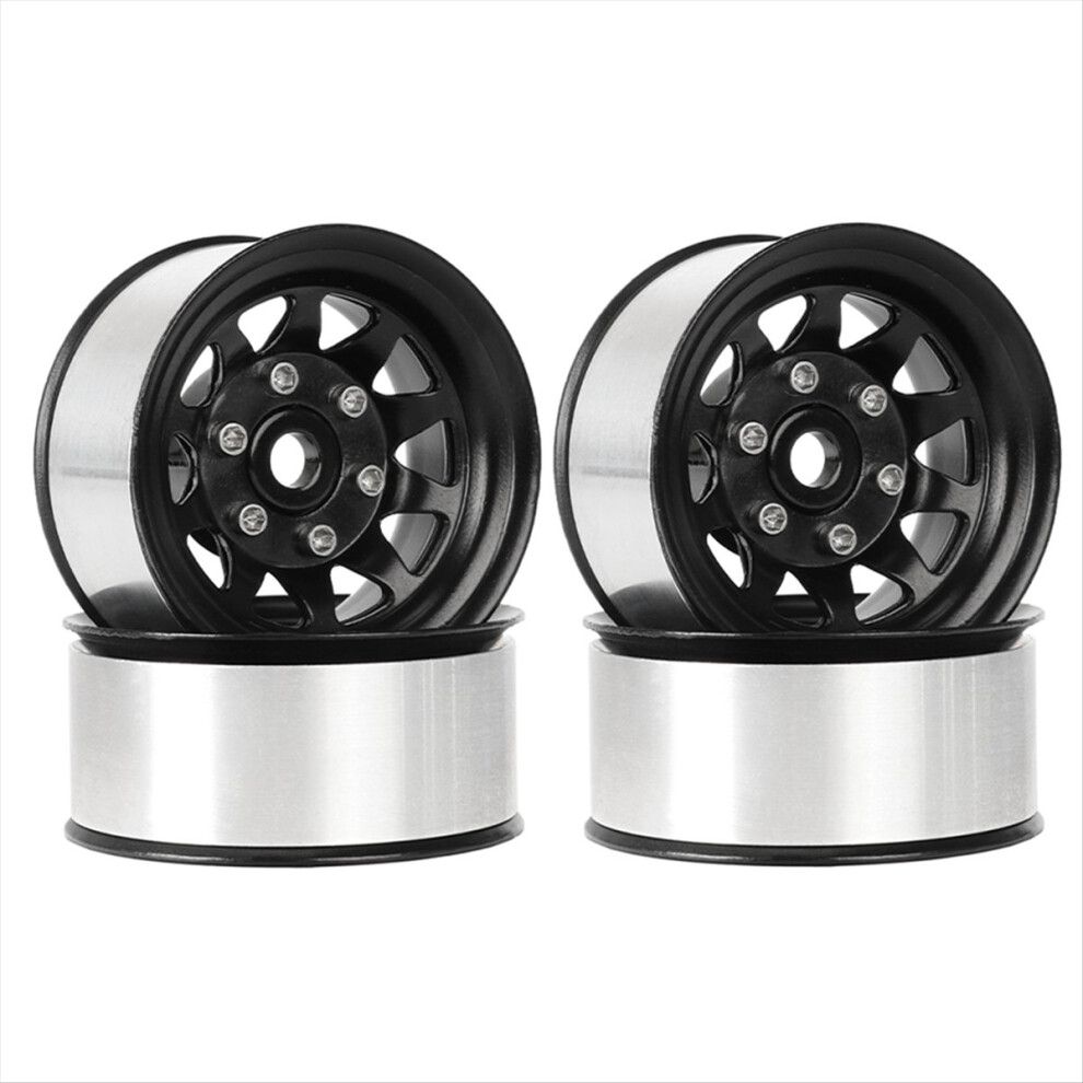4Pcs 1.55" Metal Beadlock Wheel 10-Spoke Wheel Rim For Rc 1/10 D90 Cc01 Lc70 Mst Black 4853670300408
