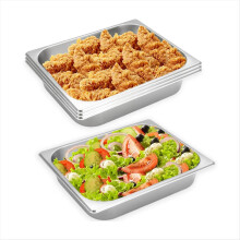 4 Pcs Half Size Hotel Pan, 1/2 Size 2.5 Inch Deep Stainless Steel Steam Table Pan Half Pans for Chafing Dishes