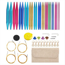 Aluminum Interchangeable Sewing Crochet Needles Circular Knitting Needles Set Weaving Yarn Knitting Tools Weave Kit B