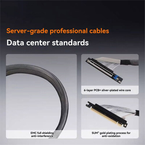 PCIE5.0X16 Graphics Card Extension Cable 90 128GB/S for GPU Ai Server Smart Artificial Intelligence Acquisition Card 2