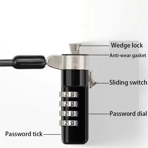 Laptop Lock for Laptop Password Computer Lock 3 X 5mm Wedge-Shaped Small Hole 2