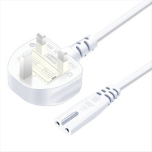 Cavo di alimentazione con connettore a 2 poli con spina UK, 2x0,75 mm², filo di rame elettrico, linea di ricarica da 1,5 m per PC portatile, bianco