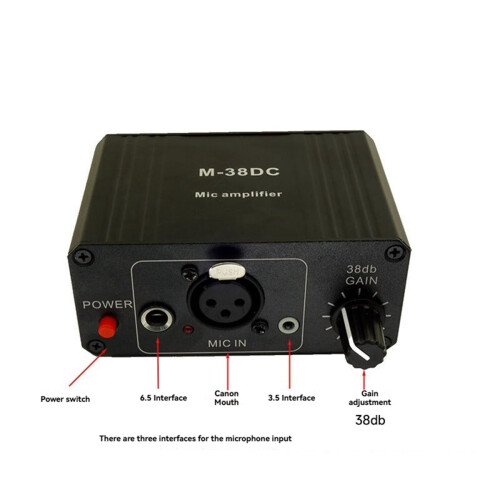 Protable Microphone Preamp 48V Phantom Power High Gain XLR Output Mic Preamplifier for Dynamic/Condenser Microphone A 1