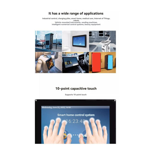 10.1 Inch IPS Capacitive Touch Screen 1024x600 RGB Interface Support 10 Point Touch with LED Backlight 1
