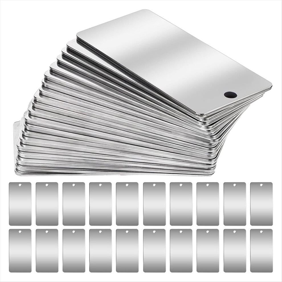 50 Pack Stainless Steel Metal Engraving Blanks, Rectangle Blank Tags for Stamping, 1x2 Inch
